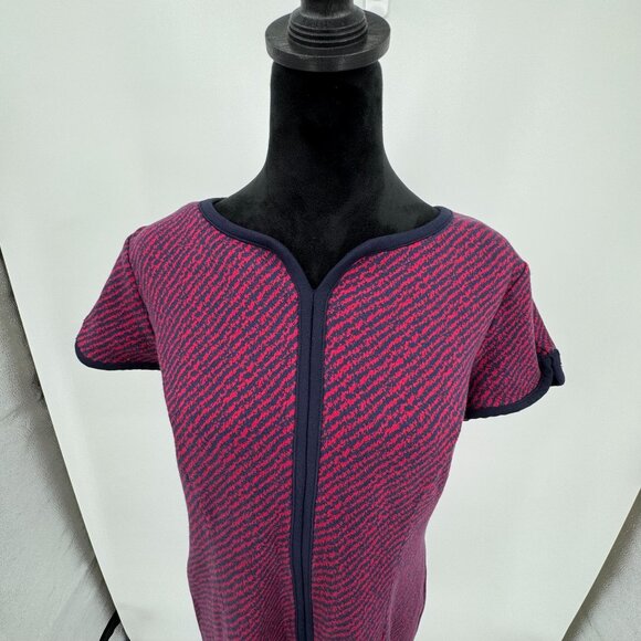 Talbots Ponte Midi Dress Zip Contrast Zip Career‎ Stretch Short Sleeve Knit 12P - Picture 4 of 8